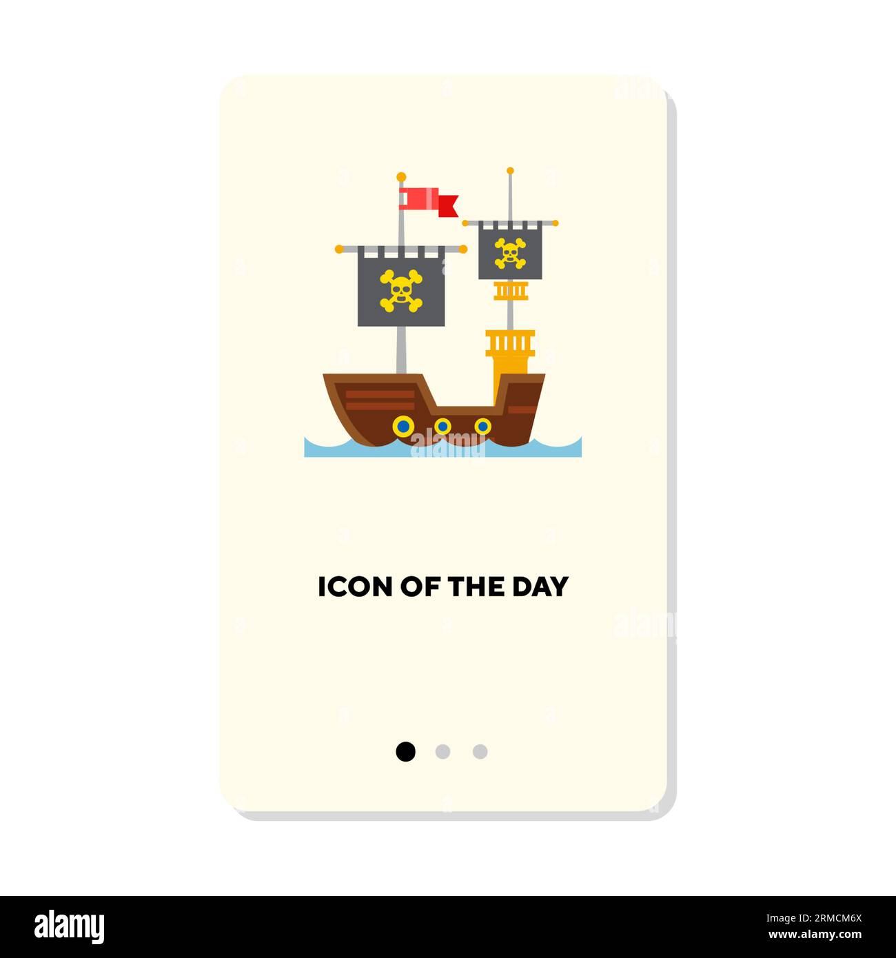 Icône plate de bateau pirate en bois Illustration de Vecteur