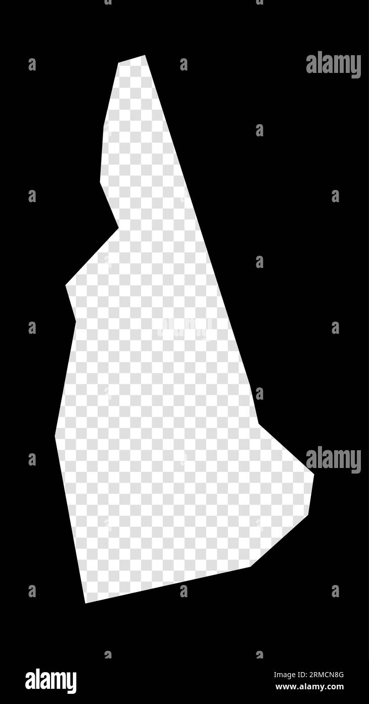 Carte au pochoir du New Hampshire. Carte transparente simple et minimale du New Hampshire. Rectangle noir avec forme coupée de l'état américain. Illustration de Vecteur
