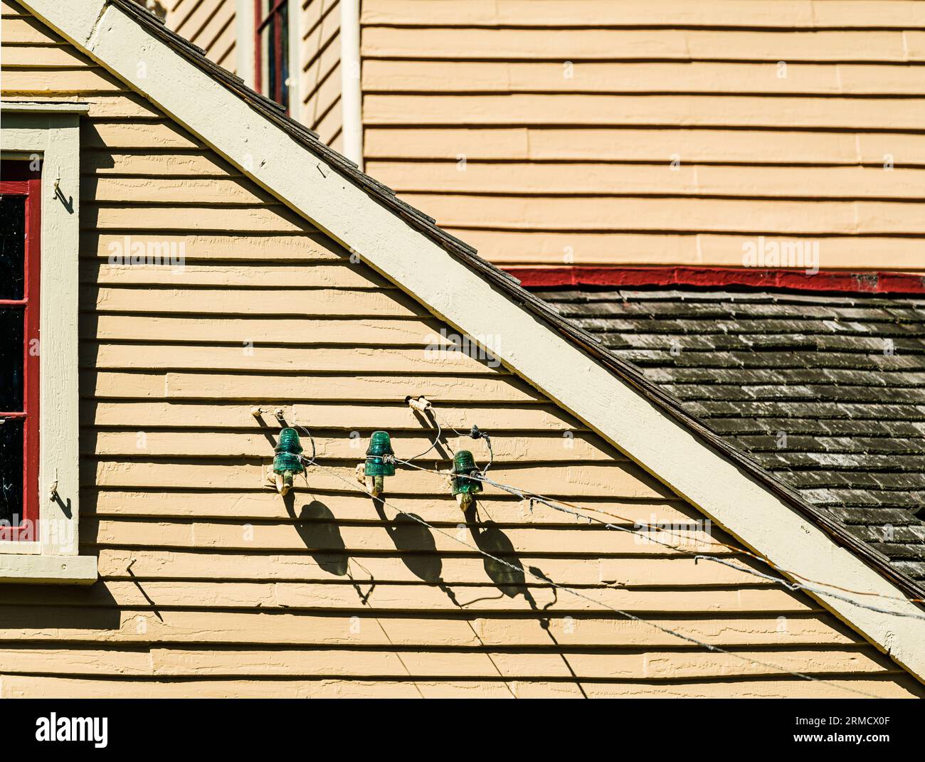 Isolateurs électriques en verre The Wayside   Concord, Massachusetts, USA Banque D'Images