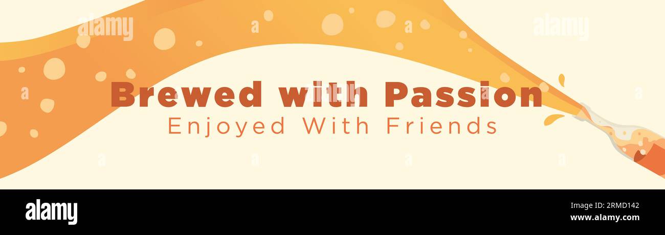 brassé avec passion profiter avec des firendes. onde liquide abstraite . vecteur de modèle de bannière promotionnelle Illustration de Vecteur