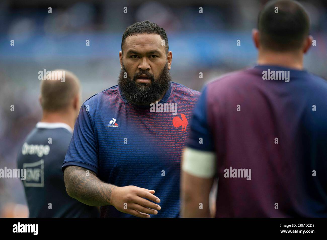 Uini Atonio lors du Test Match international pré-coupe du monde de rugby à XV entre la France et l'Australie au Stade de France à Saint-Denis, dans la banlieue de Paris, France le 27 août 2023. Photo Eliot Blondet/ABACAPRESS.COM Banque D'Images