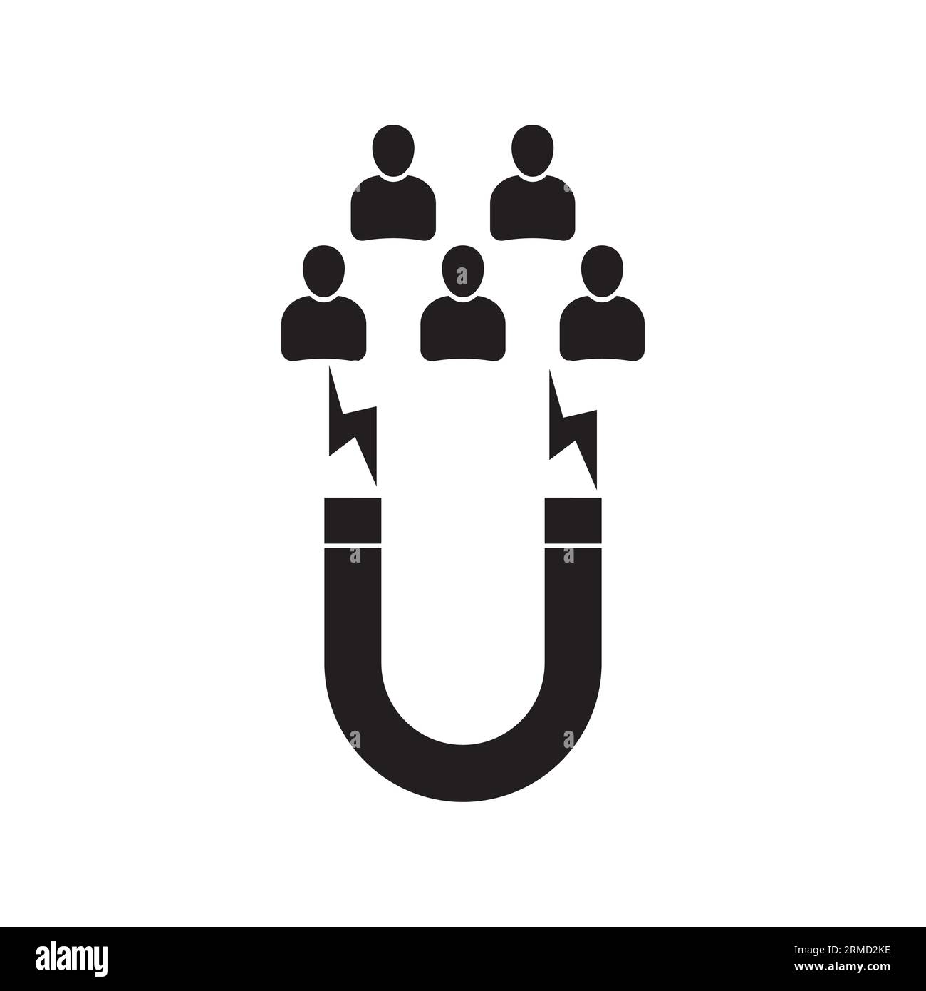 les clients attirent avec l'icône aimant. icône de fidélisation des clients avec l'aimant et le signe des clients. symbole de fidélisation des clients. style plat. Illustration de Vecteur