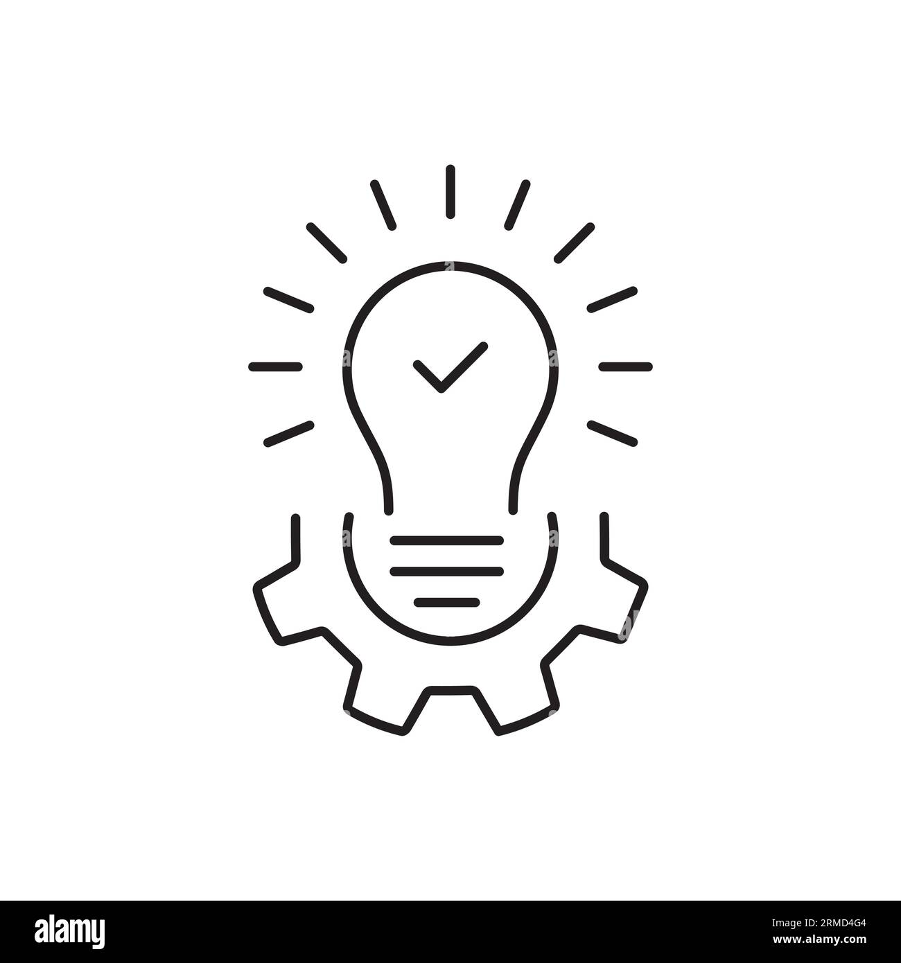 icône représentant une ampoule noire et un équipement comme une solution efficace. concept de symbole abstrait d'efficacité tech done. flat linéaire tendance moderne simple coup crémaillère loggwheel Illustration de Vecteur