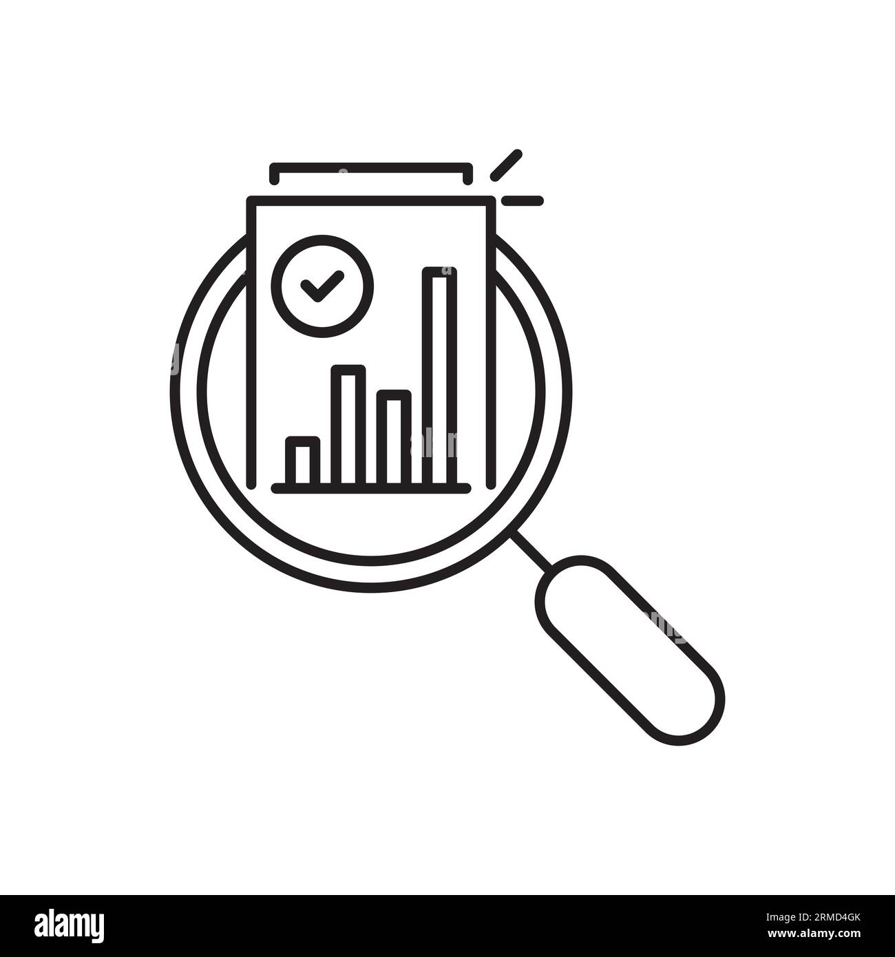 loupe fine comme icône de vue d'ensemble de la surveillance du revenu. flat trend linéart examen simple ou profit logotype stroke art design web isolé sur blanc. con Illustration de Vecteur