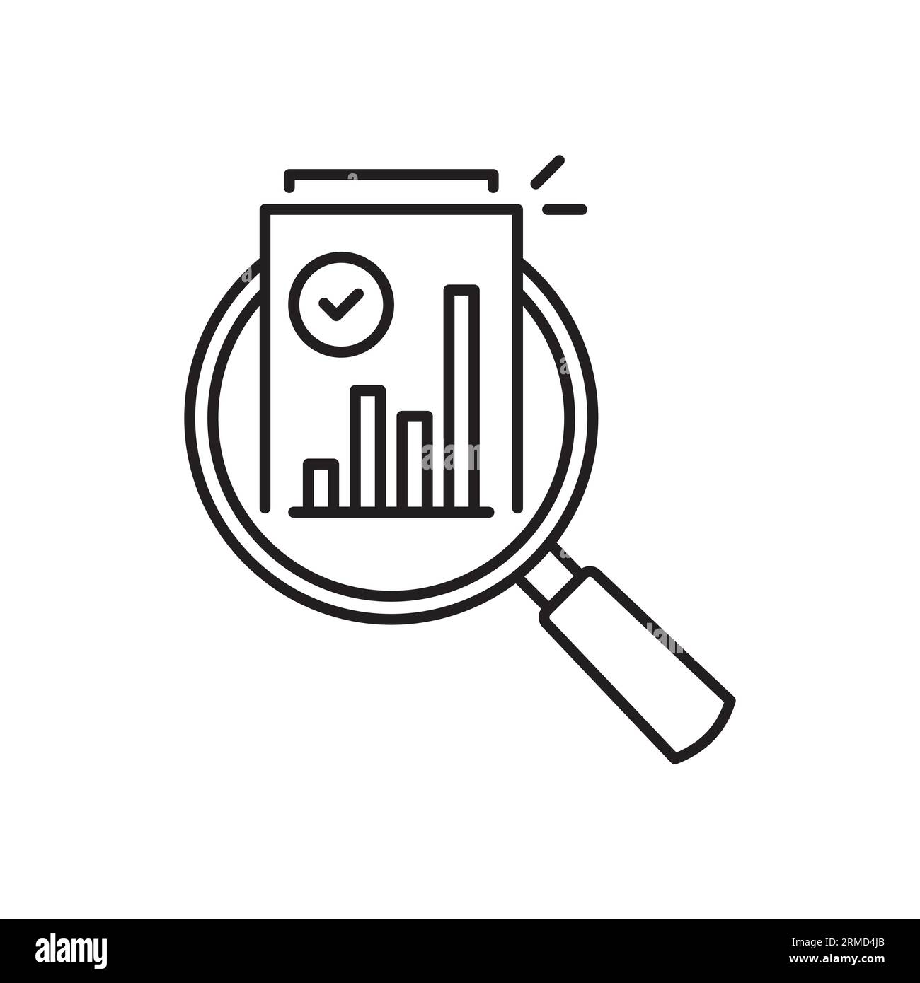 loupe fine comme icône de vue d'ensemble de la surveillance du revenu. flat trend linéart examen simple ou profit logotype stroke art design web isolé sur blanc. con Illustration de Vecteur