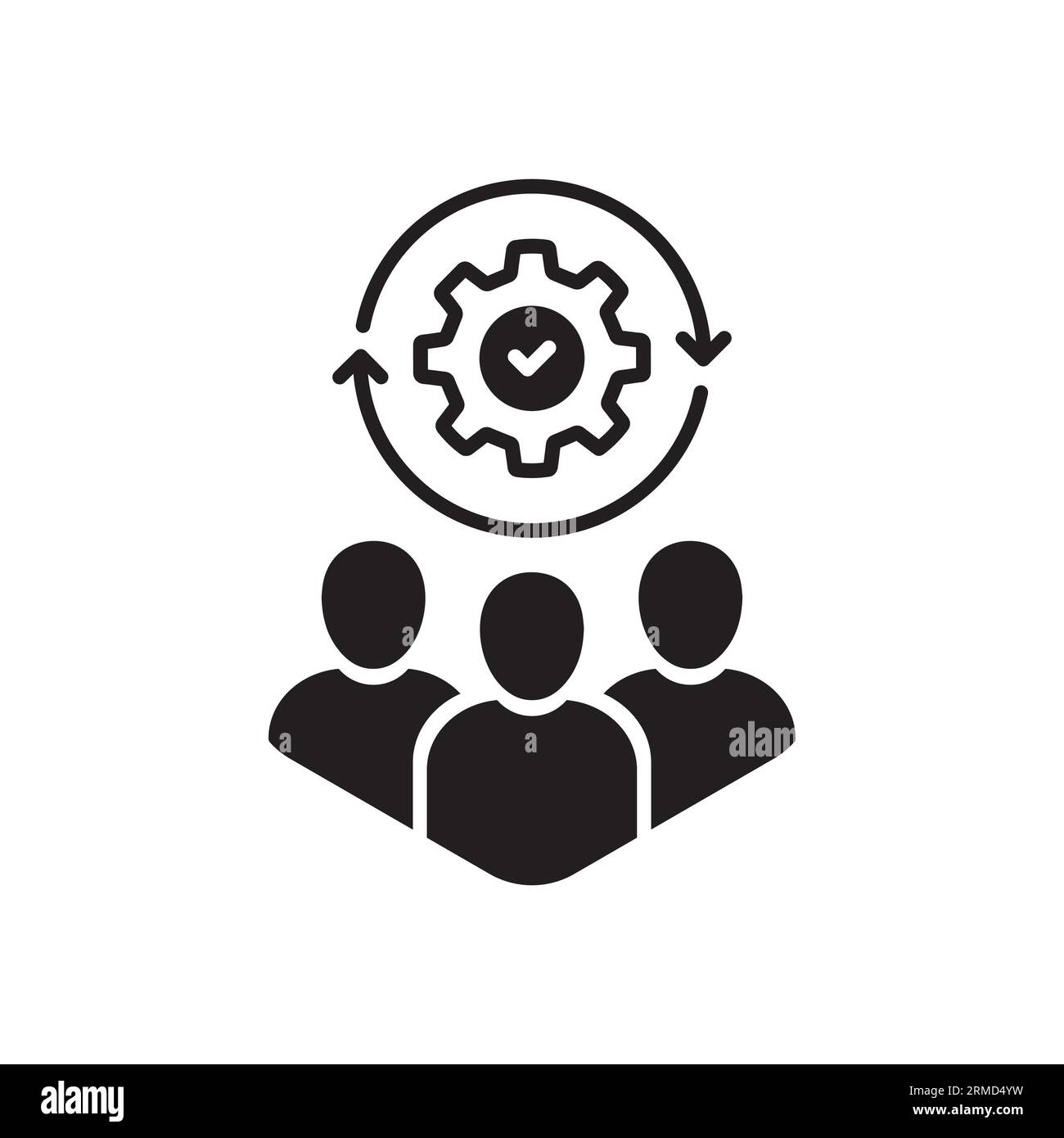 icône simple du comité technique ou du support technique. délimiter le groupe ou la foule de personnes et le logotype du gestionnaire conception graphique de trait isolé sur blanc. concep Illustration de Vecteur