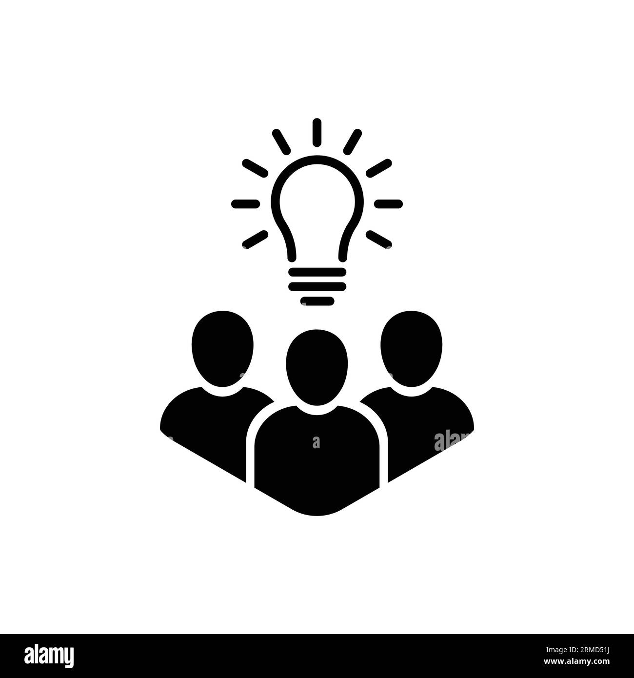 icône de foule de personnes avec ampoule de ligne mince. flat simple tendance moderne smart people réunion logotype graphisme design élément web isolé sur blanc. concept Illustration de Vecteur