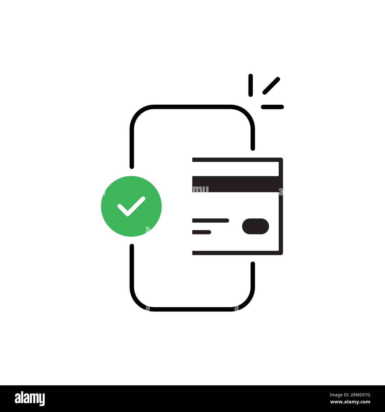 icône de paiement sans contact facile à la ligne fine. concept de marketing global ou e-commerce signe de coche et méthode paypass sans contact. modèle tendance plat Illustration de Vecteur