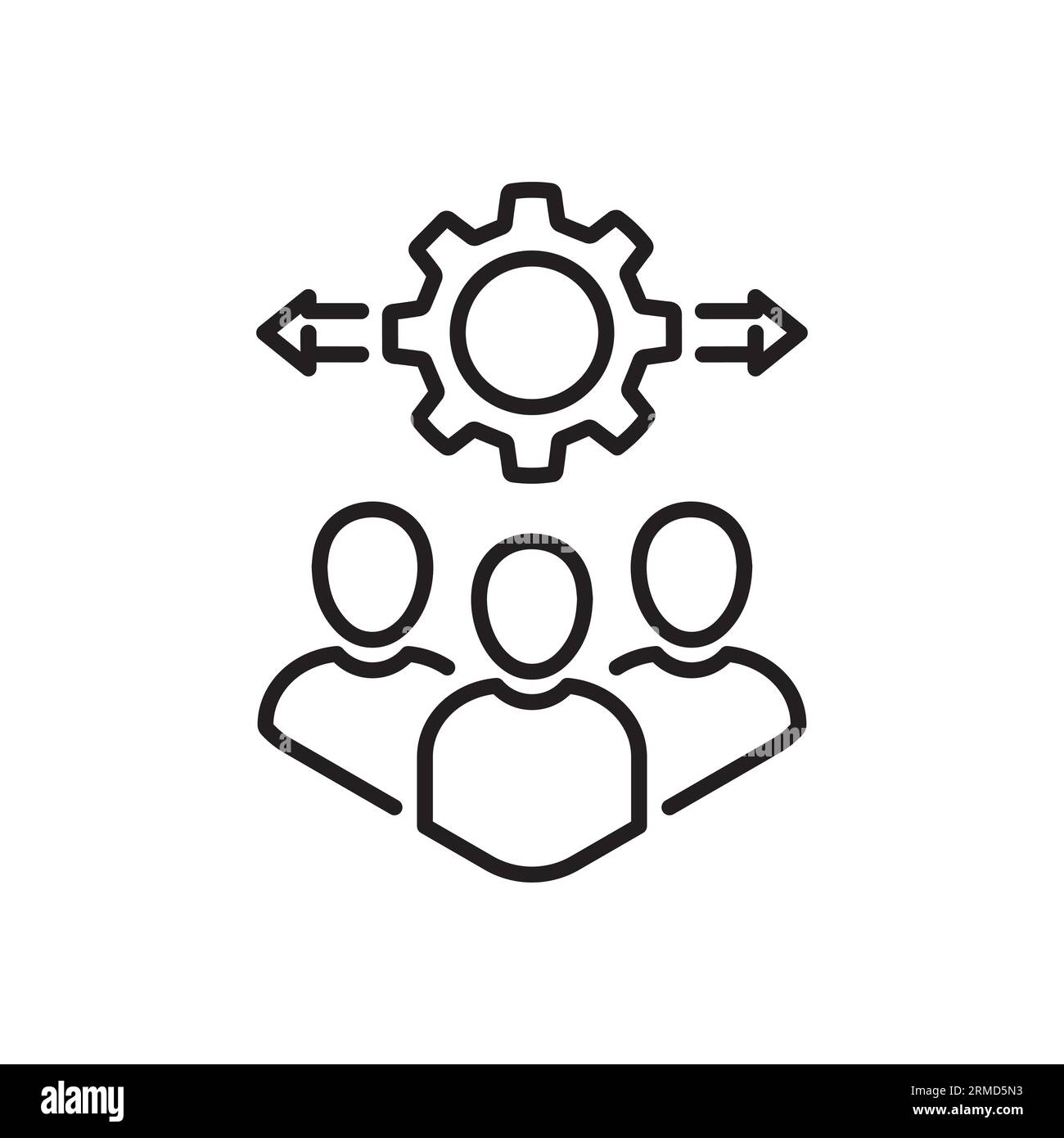 ligne fine processus d'opération facile comme icône de travail d'équipe. linéaire tendance linéart union technique de personnes logotype graphique stroke art design isolé sur wh Illustration de Vecteur