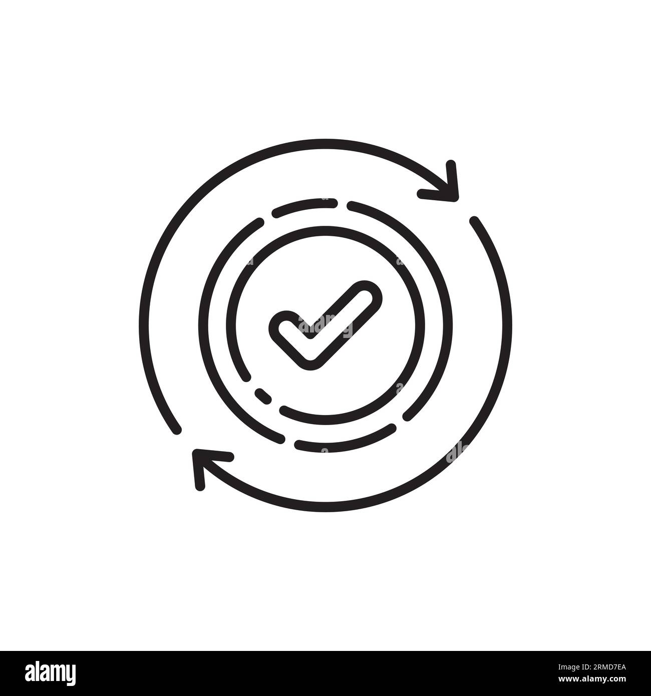 icône ronde pratique comme paiement facile ou mise à jour. concept de remplacement ou d'échange de symbole et de contrôle de la qualité. tendance linéaire graphique de logotype de synchronisation moderne Illustration de Vecteur