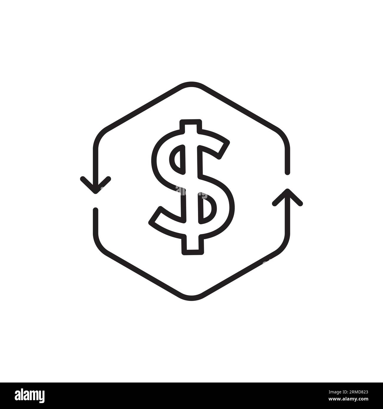 simple icône de flux de trésorerie avec le signe dollar de ligne mince. flat stroke tendance modern lineart cashflow logotype design isolé sur fond blanc. conc Illustration de Vecteur