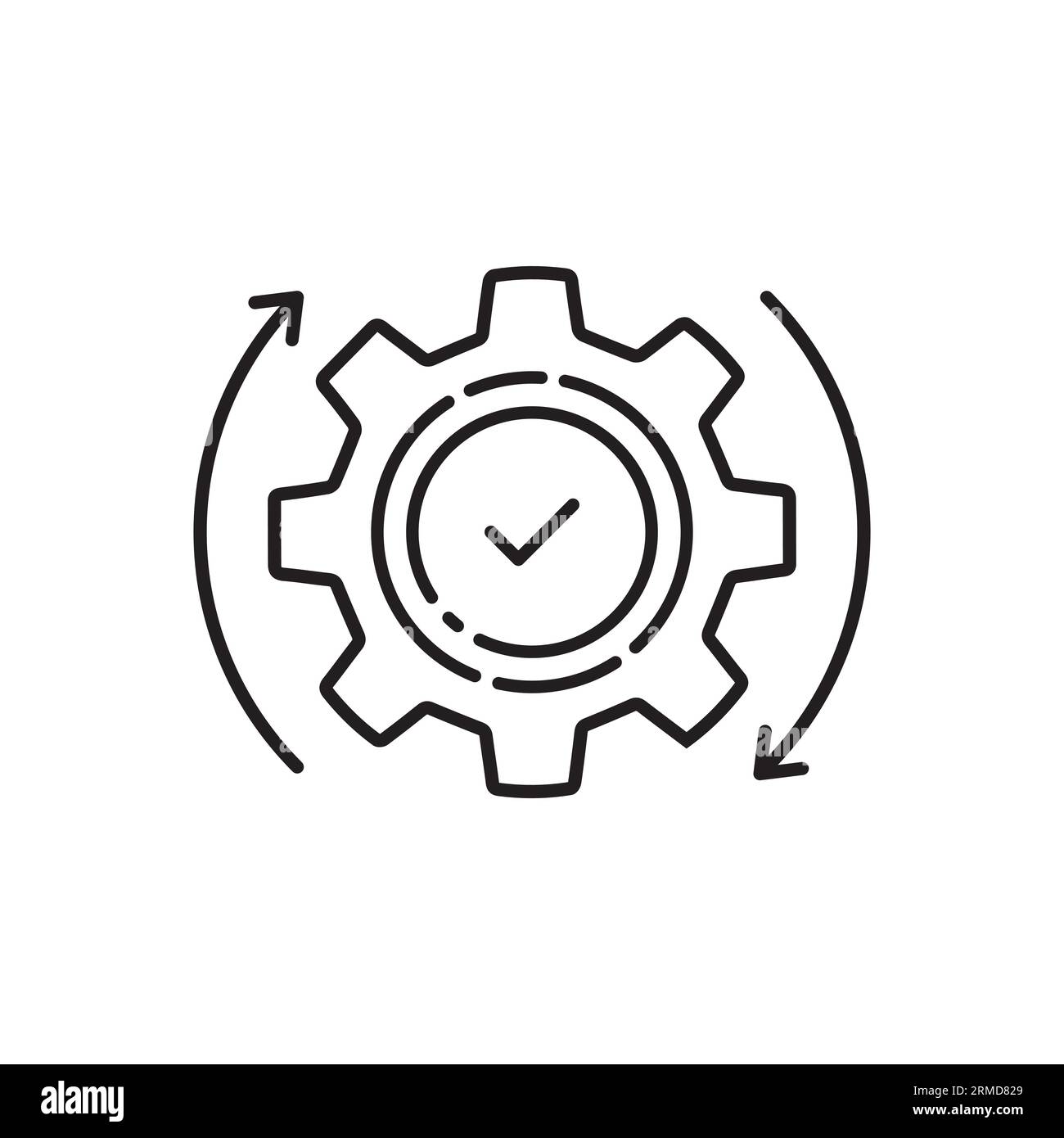 processus d'utilisation facile comme icône d'engrenage de ligne mince. lineart trend moderne plan linéaire logotype graphique trait art élément de conception isolé sur blanc. concep Illustration de Vecteur