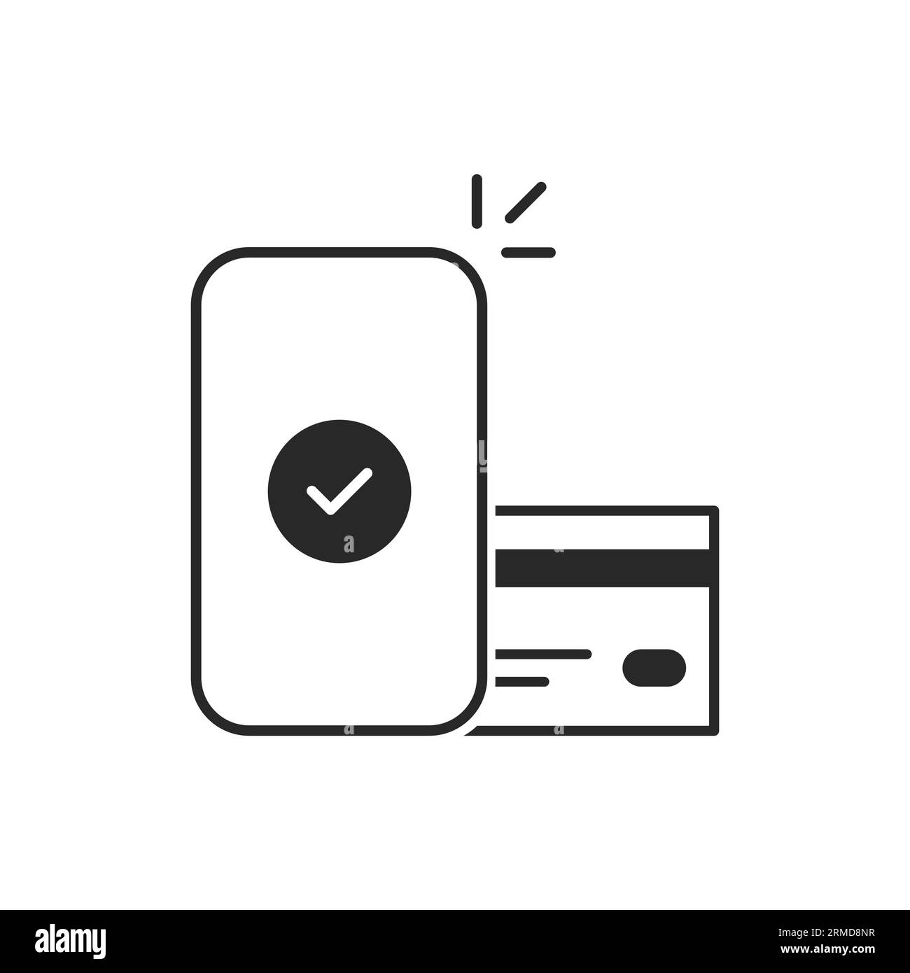 icône de paiement sans contact facile à la ligne fine. concept de marketing global ou e-commerce signe de coche et méthode paypass sans contact. modèle tendance plat Illustration de Vecteur