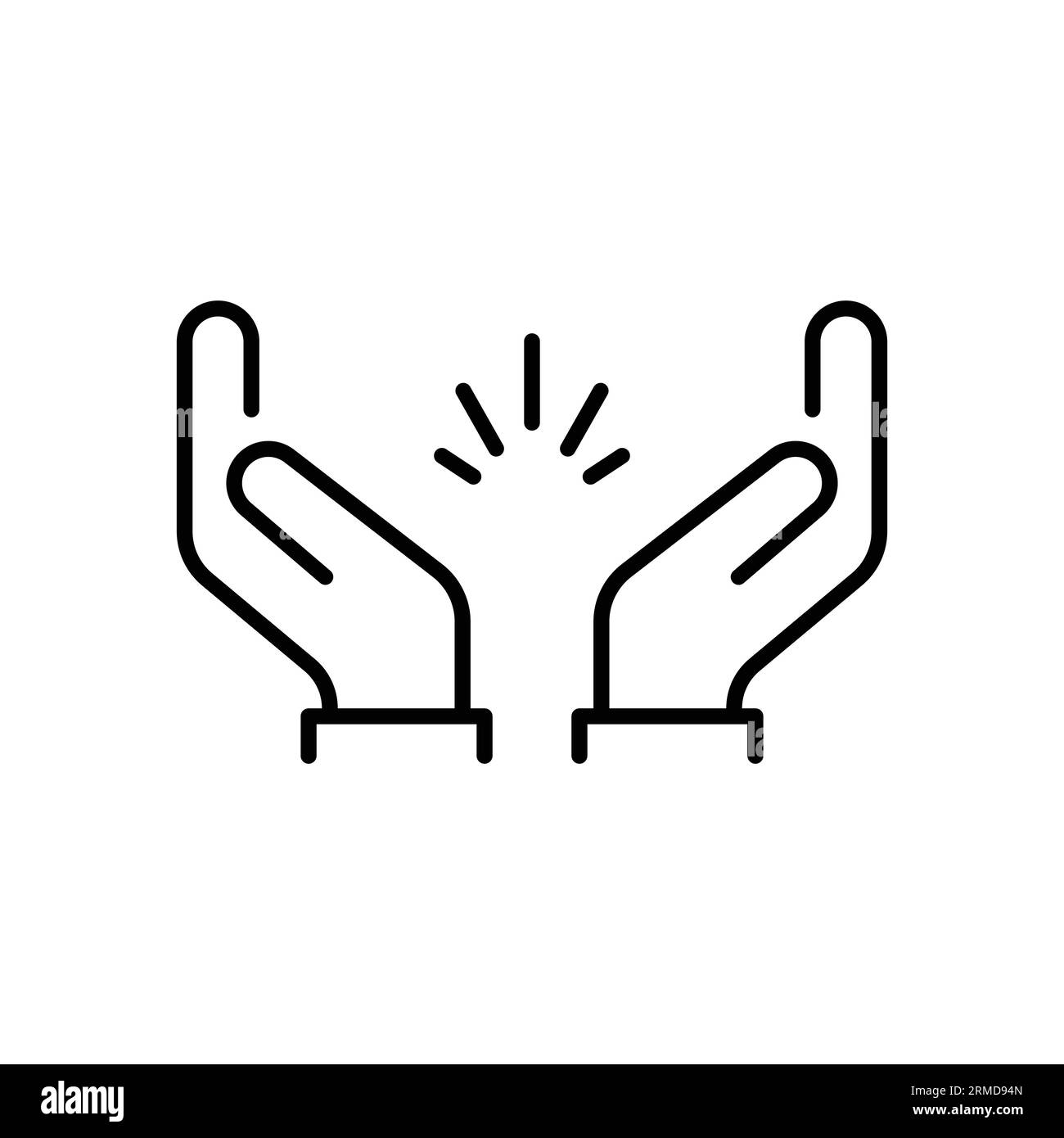 des mains de prière en ligne mince ou des applaudissements. concept de claquement de bras comme le travail de commandement et une bonne évaluation ou une évaluation cool. logo contour flat style minimaliste Illustration de Vecteur
