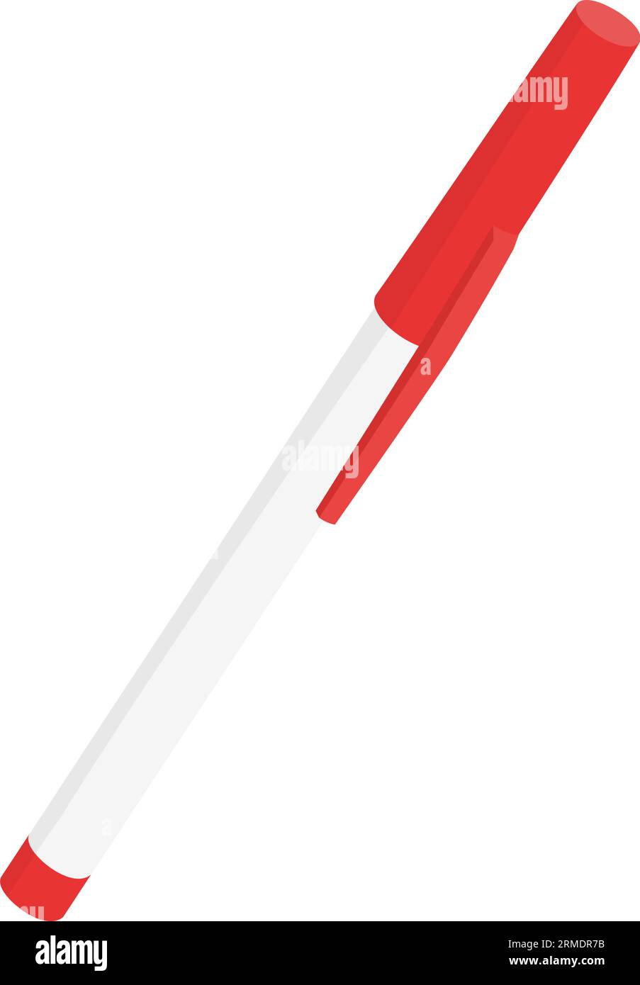 Stylo en plastique avec capuchon rouge, fournitures de bureau et scolaires Illustration de Vecteur