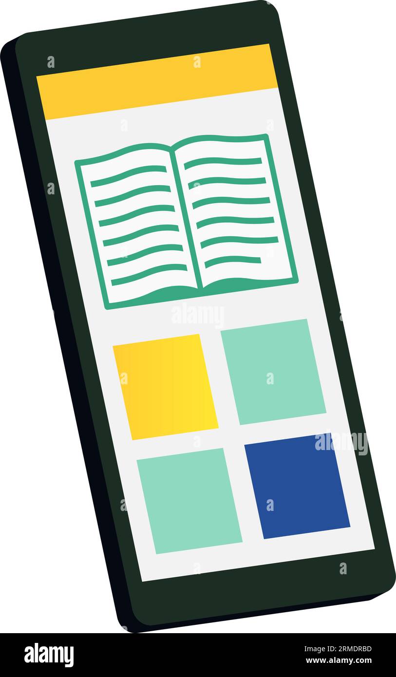 Bibliothèque en ligne et application e-books sur smartphone, icône isolée Illustration de Vecteur
