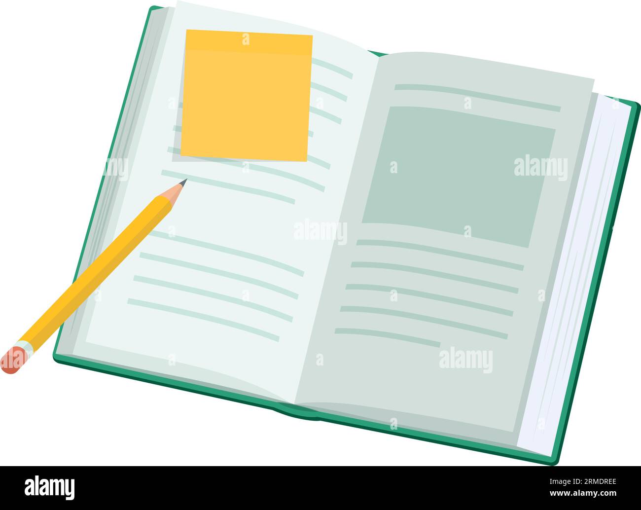 Livre relié et crayon, concept d'apprentissage et d'éducation, icône isolée Illustration de Vecteur