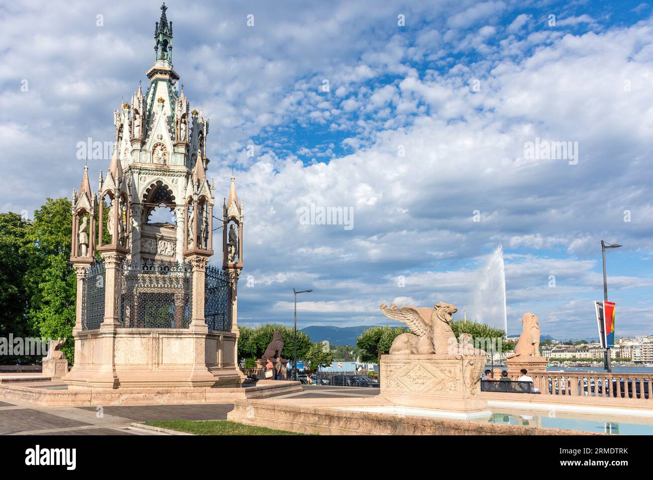 Brunswick Monument, jardin des Alpes, Quai du Mont blanc, Genève (Genève), Canton de Genève, Suisse Banque D'Images