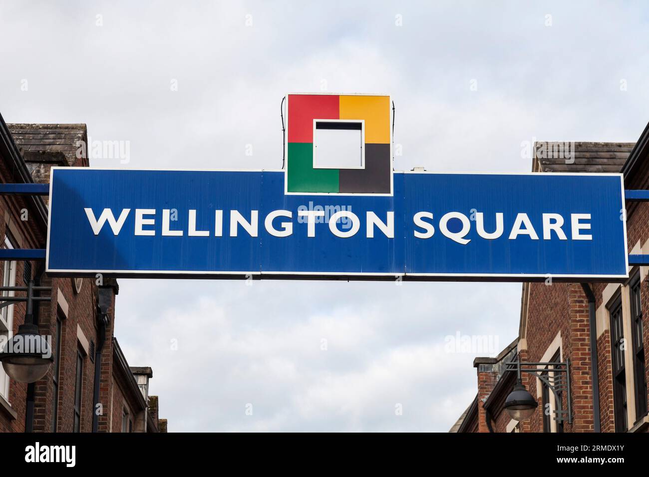 Le signe pour Wellington Square, Stockton sur Tees, Angleterre, Royaume-Uni Banque D'Images