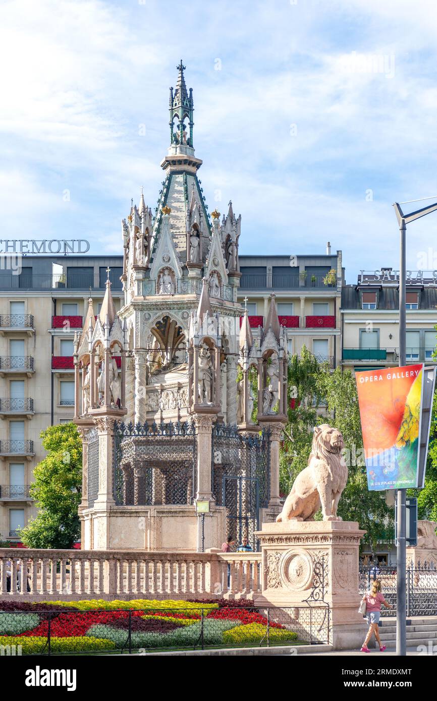 Brunswick Monument, jardin des Alpes, Quai du Mont blanc, Genève (Genève), Canton de Genève, Suisse Banque D'Images