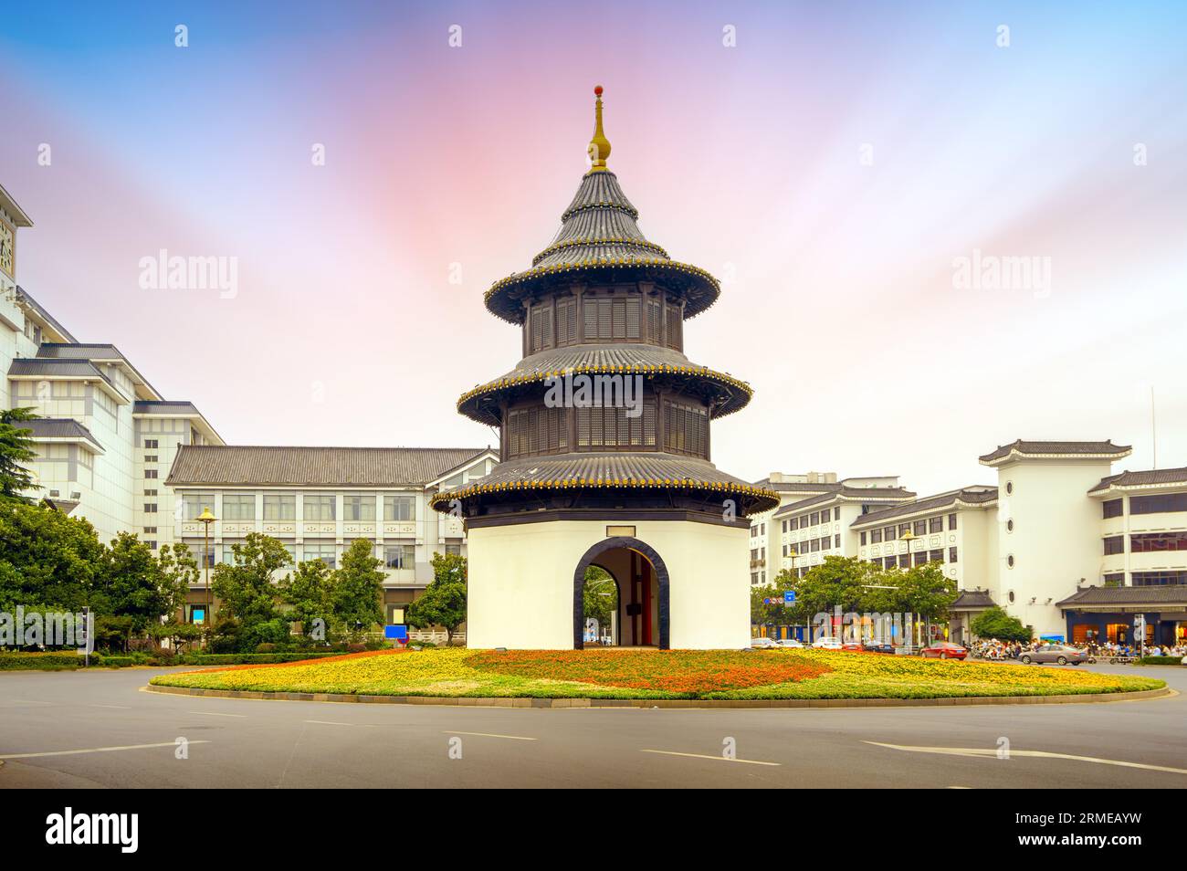 Bâtiments anciens à Yangzhou, Chine : Wenchang Pavilion. Yangzhou est une célèbre attraction touristique. Banque D'Images
