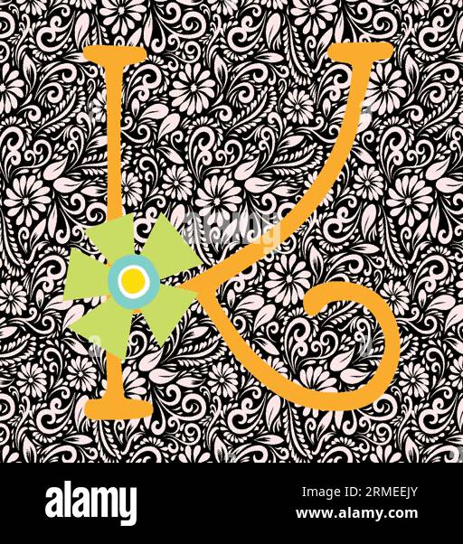 Lettre alphabétique K, Alphabet Letter Design, Alphabet Letter Illustration, Latter Art, lettrage illustration, vecteur alphabet, vecteur de police Illustration de Vecteur