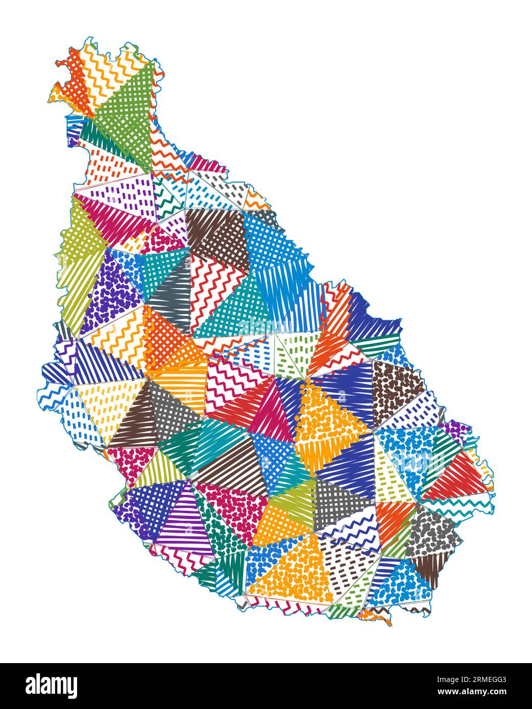 Carte de style enfant de l'île de Santiago. Polygones dessinés à la main en forme d'île Santiago. Illustration vectorielle. Illustration de Vecteur