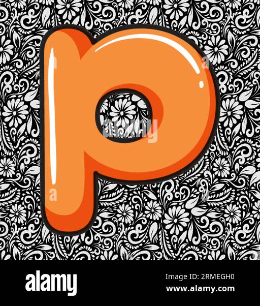 Lettre minuscule alphabet P , Alphabet lettre Design, Alphabet lettre illustration, dernier Art, illustration de lettrage, vecteur alphabet, vecteur de police Illustration de Vecteur