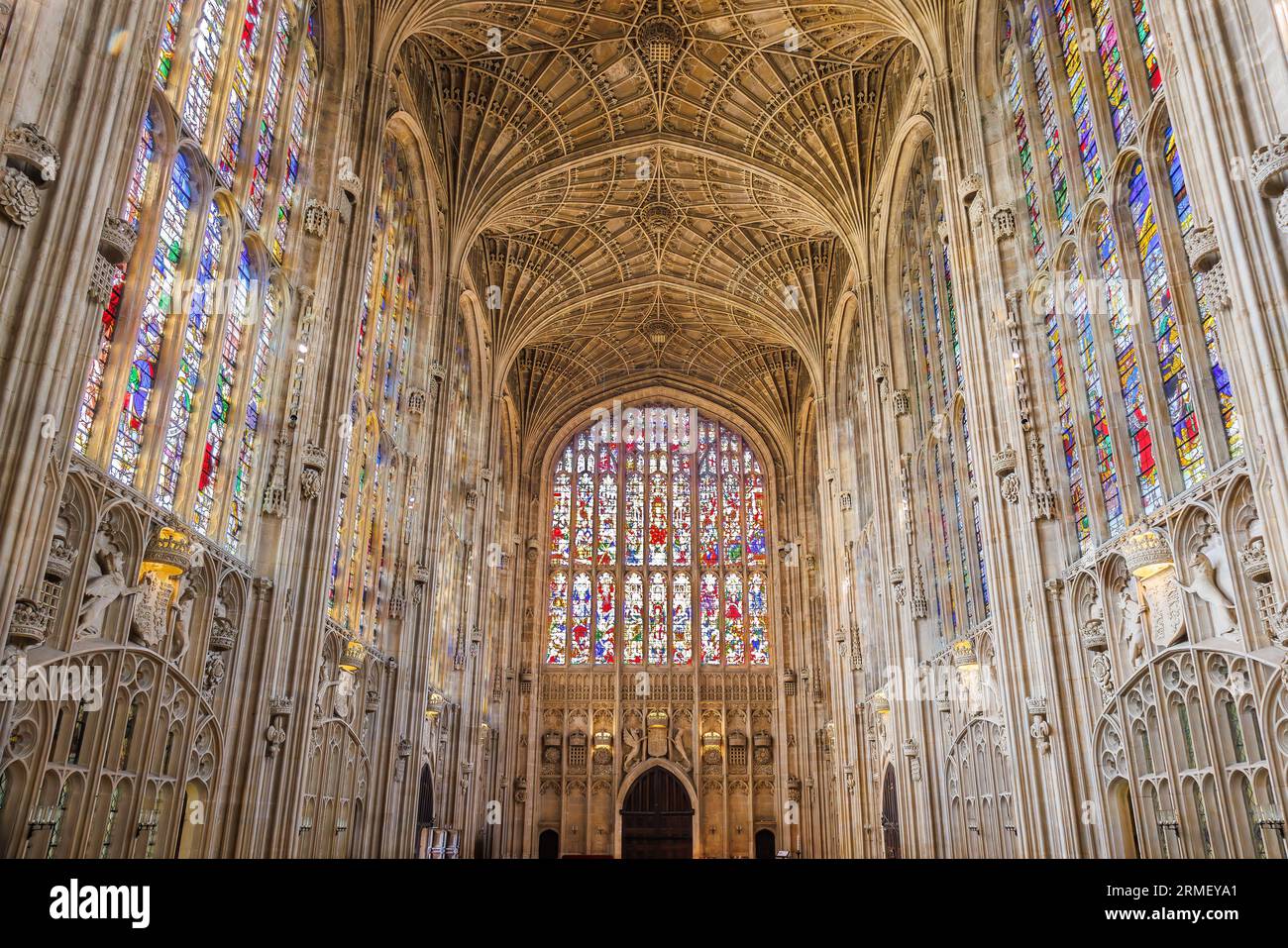 Cambridge, Royaume-Uni - 22 mai 2023 : intérieur de la chapelle du King's College de l'Université de Cambridge, Royaume-Uni. Il présente le plus grand vaul de fan du monde Banque D'Images