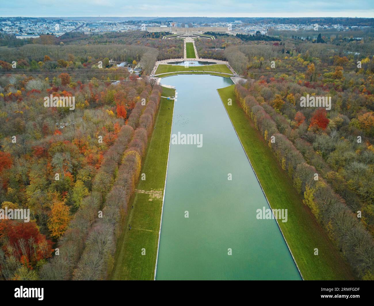 Vue panoramique aérienne des environs de Versailles, Paris, France Banque D'Images