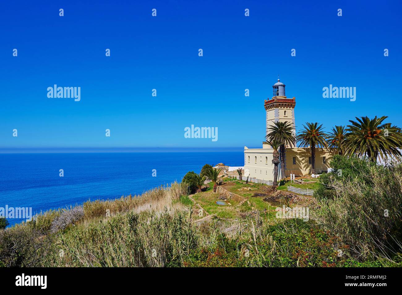 Le phare de cap Spartel à Tanger, Maroc Banque D'Images