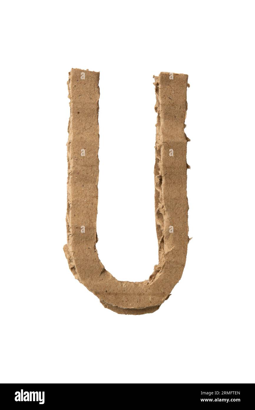 Alphabet U découpé dans du papier carton Banque D'Images