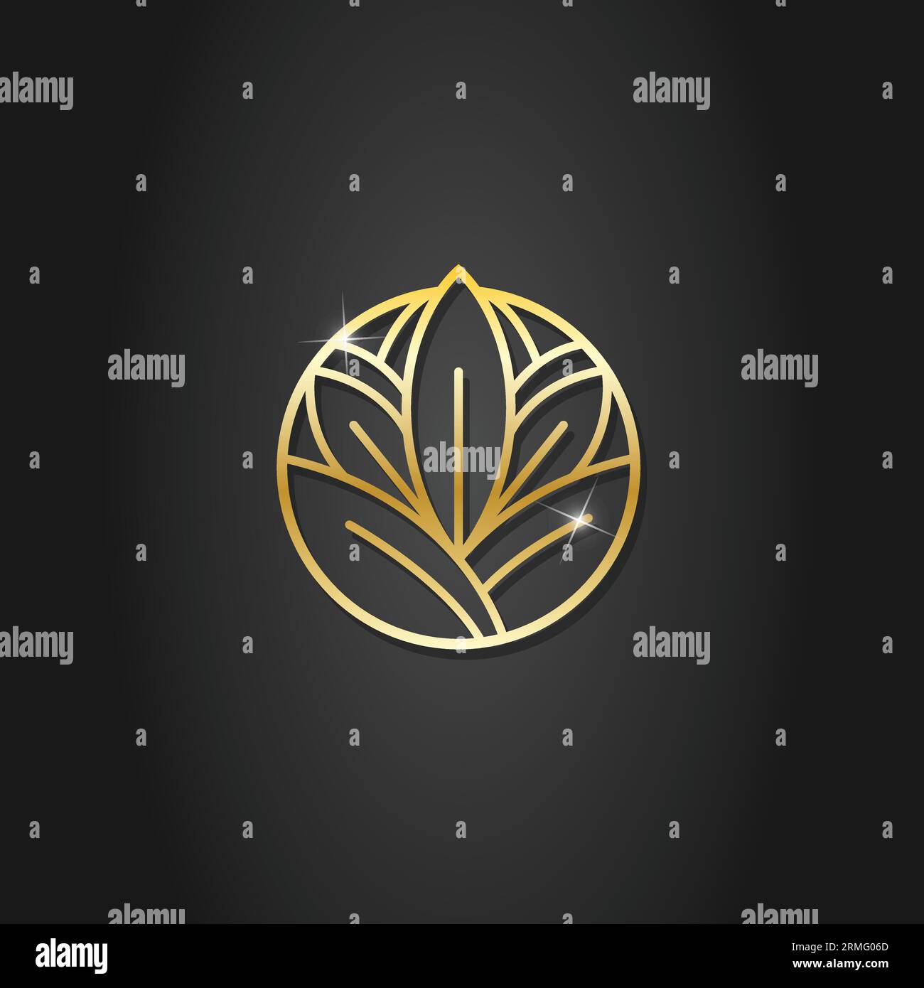 Image vectorielle de logo de luxe fleur de lotus or. Logo de fleur de Lotus. Modèle de conception de vecteur de lotus icône sur fond sombre. Illustration de Vecteur