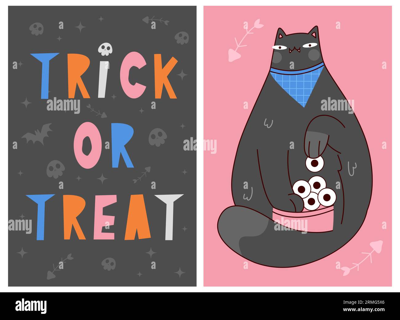 Halloween Vector Decoration posters.Hand Drawn Illustration de Vecteur