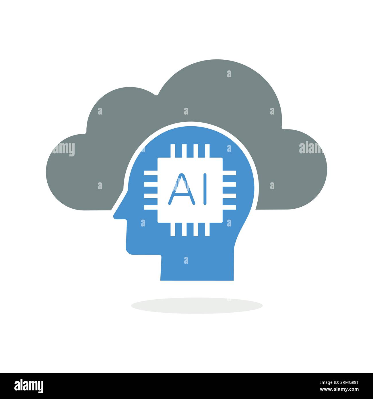 Cloud Computing with IA icon - illustre le concept de cloud computing et d'intelligence artificielle. Illustration de Vecteur