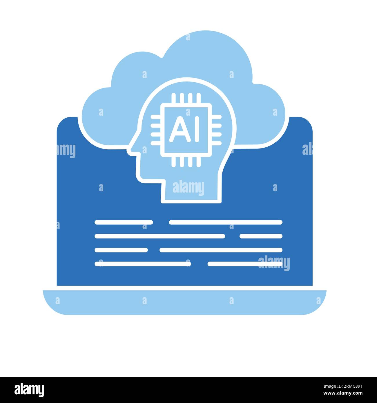 Cloud Computing with IA icon - illustre le concept de cloud computing et d'intelligence artificielle. Illustration de Vecteur