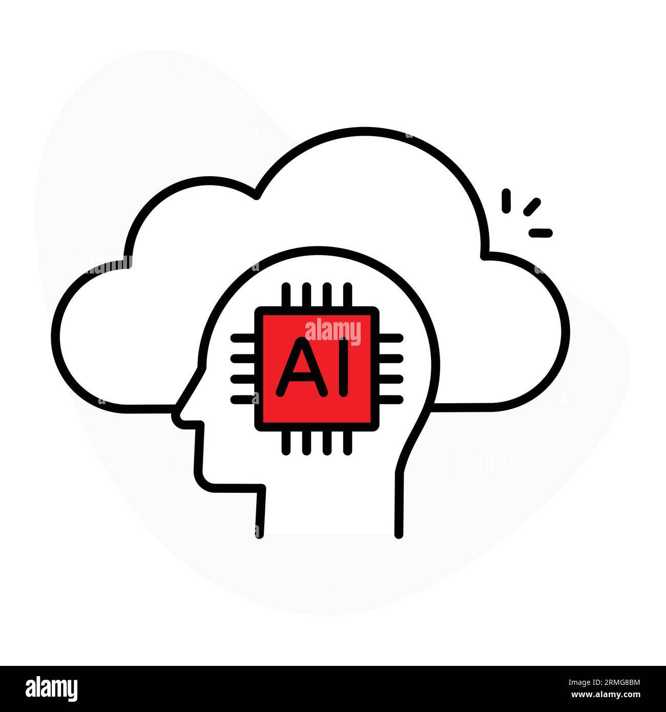 Cloud Computing with IA icon - illustre le concept de cloud computing et d'intelligence artificielle. Illustration de Vecteur