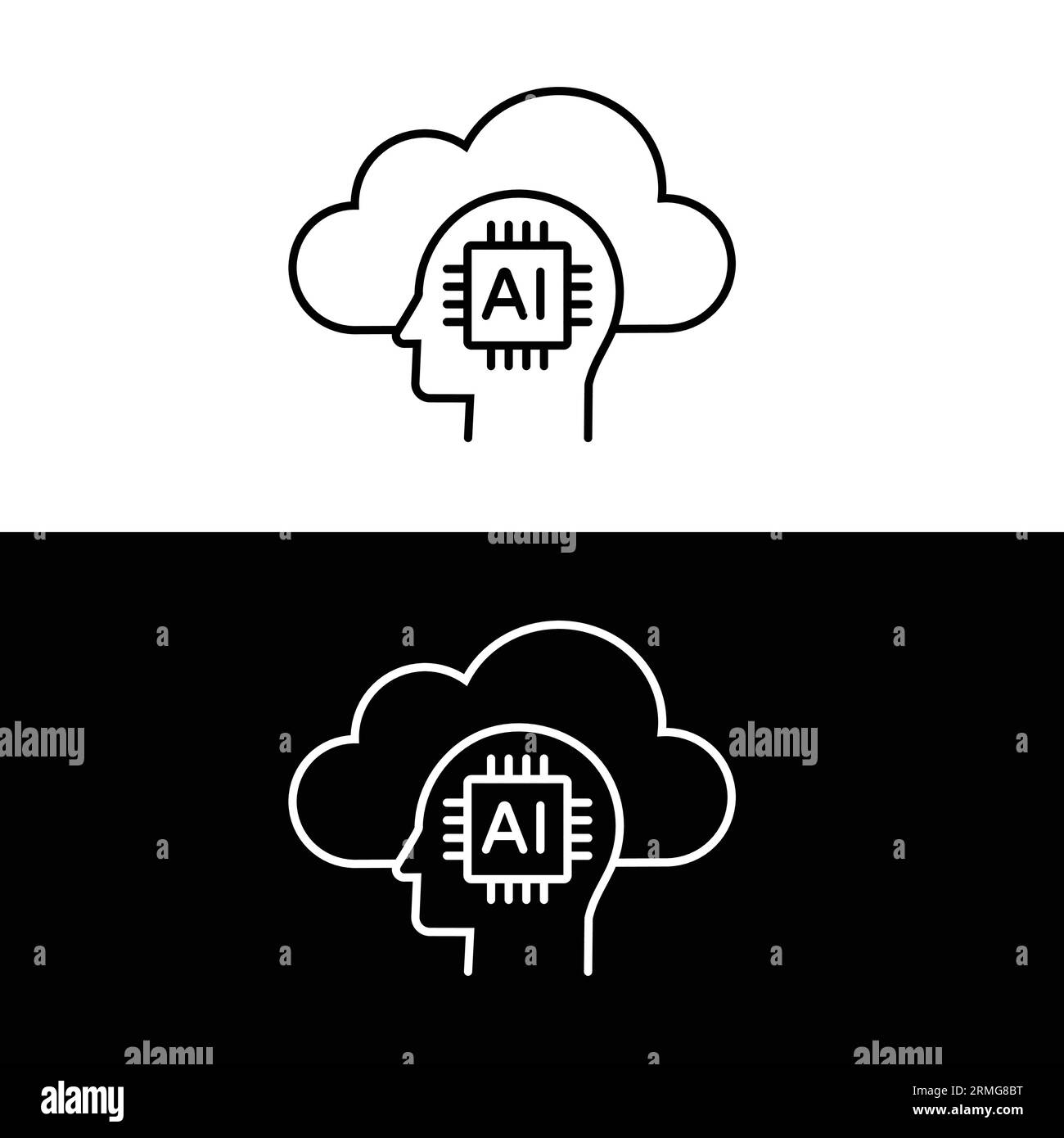 Cloud Computing with IA icon - illustre le concept de cloud computing et d'intelligence artificielle. Illustration de Vecteur
