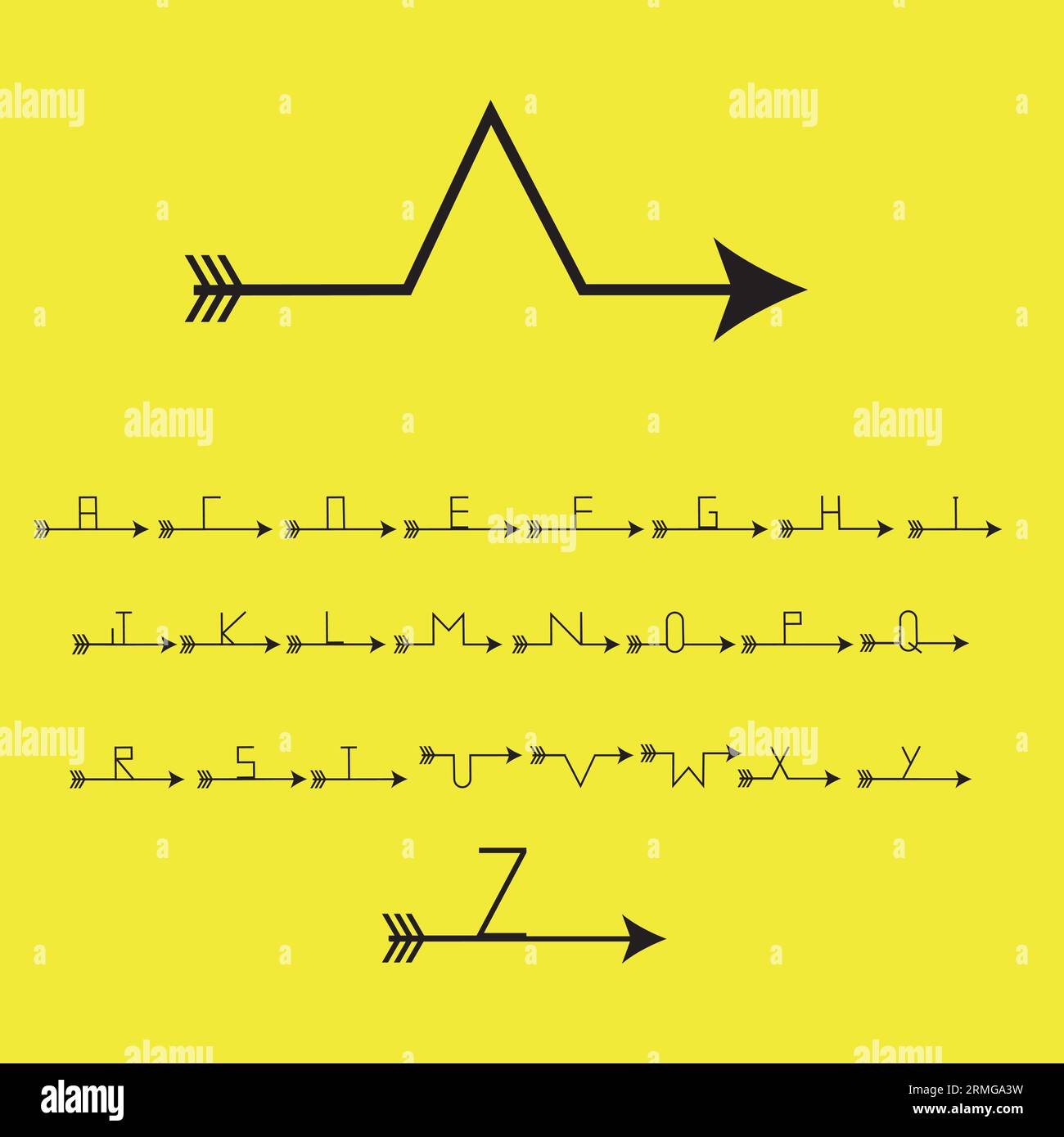 Alphabets anglais à tête de flèche Illustration de Vecteur