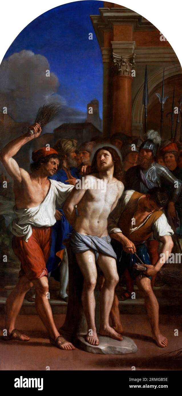 La flagellation du Christ par il Guercino (Giovanni Francesco Barbieri, 1591-1666), huile sur toile, c.1641-44 Banque D'Images