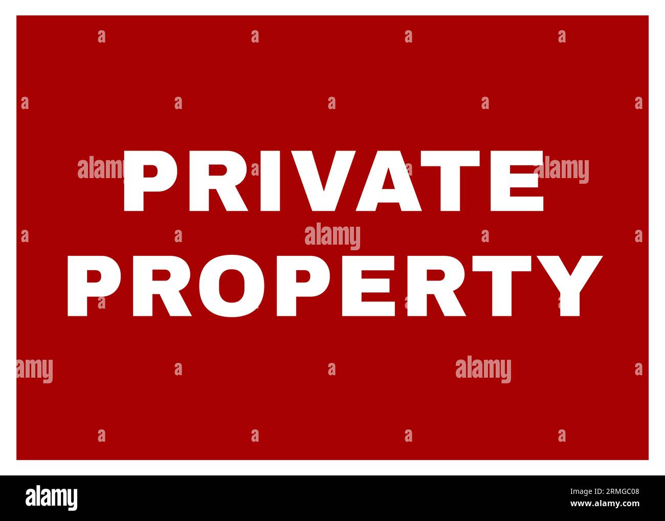 Signe rouge et blanc avec texte Private Property Banque D'Images