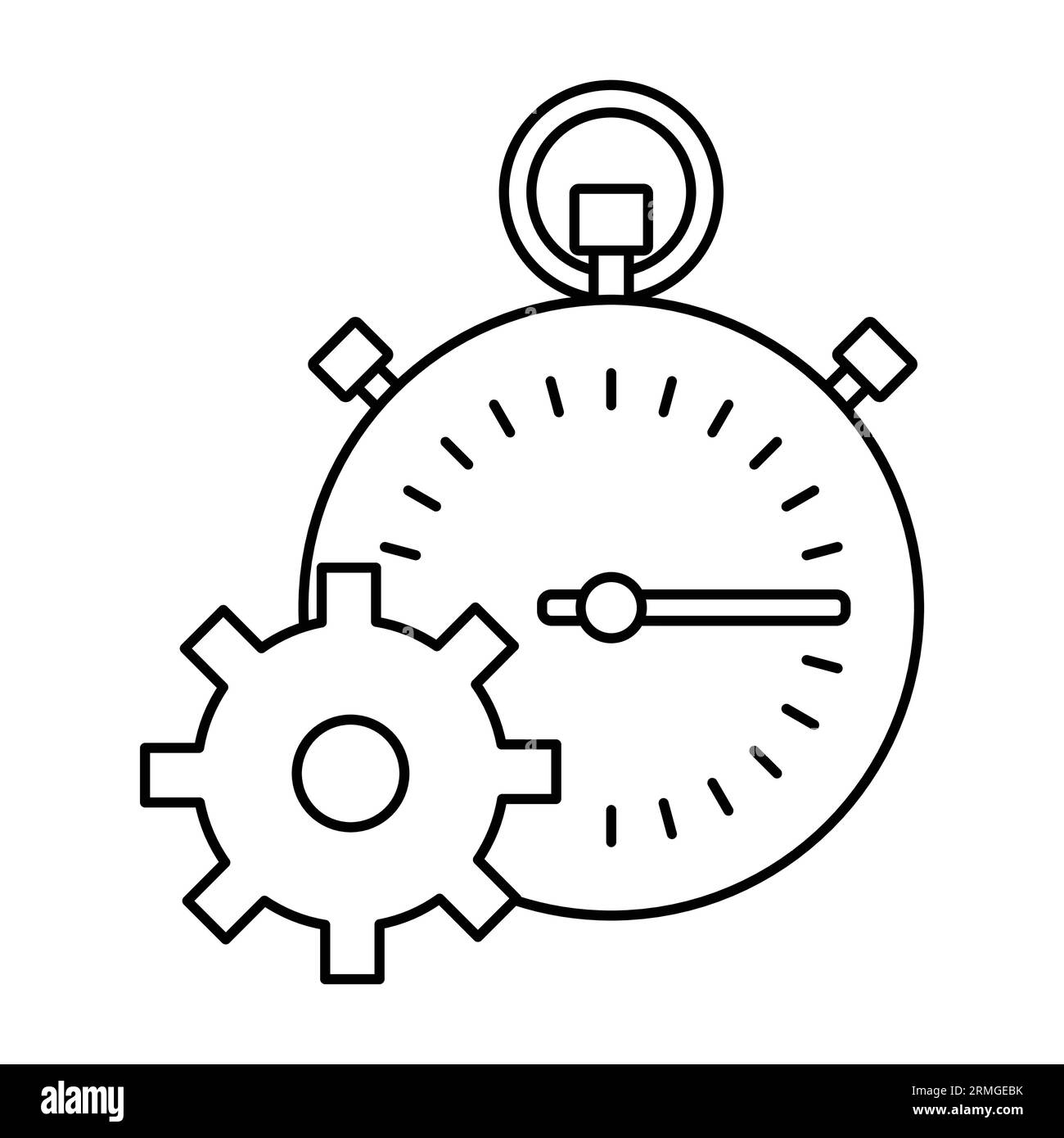 Chronomètre et icône d'engrenage : un symbole d'efficacité et de précision. Icône Vector. Illustration de Vecteur