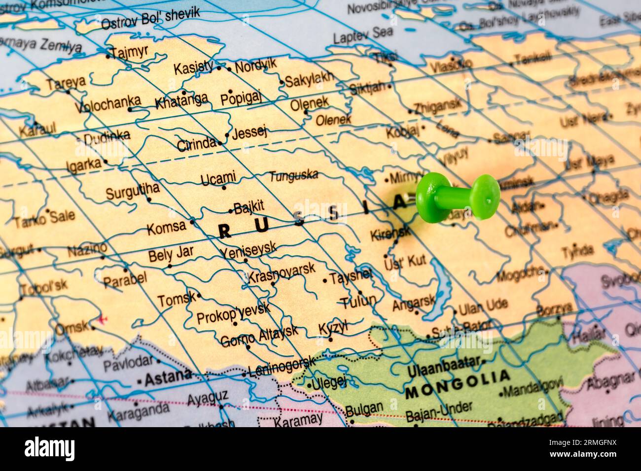 Cette image montre l'emplacement de la Russie sur une carte du monde Banque D'Images
