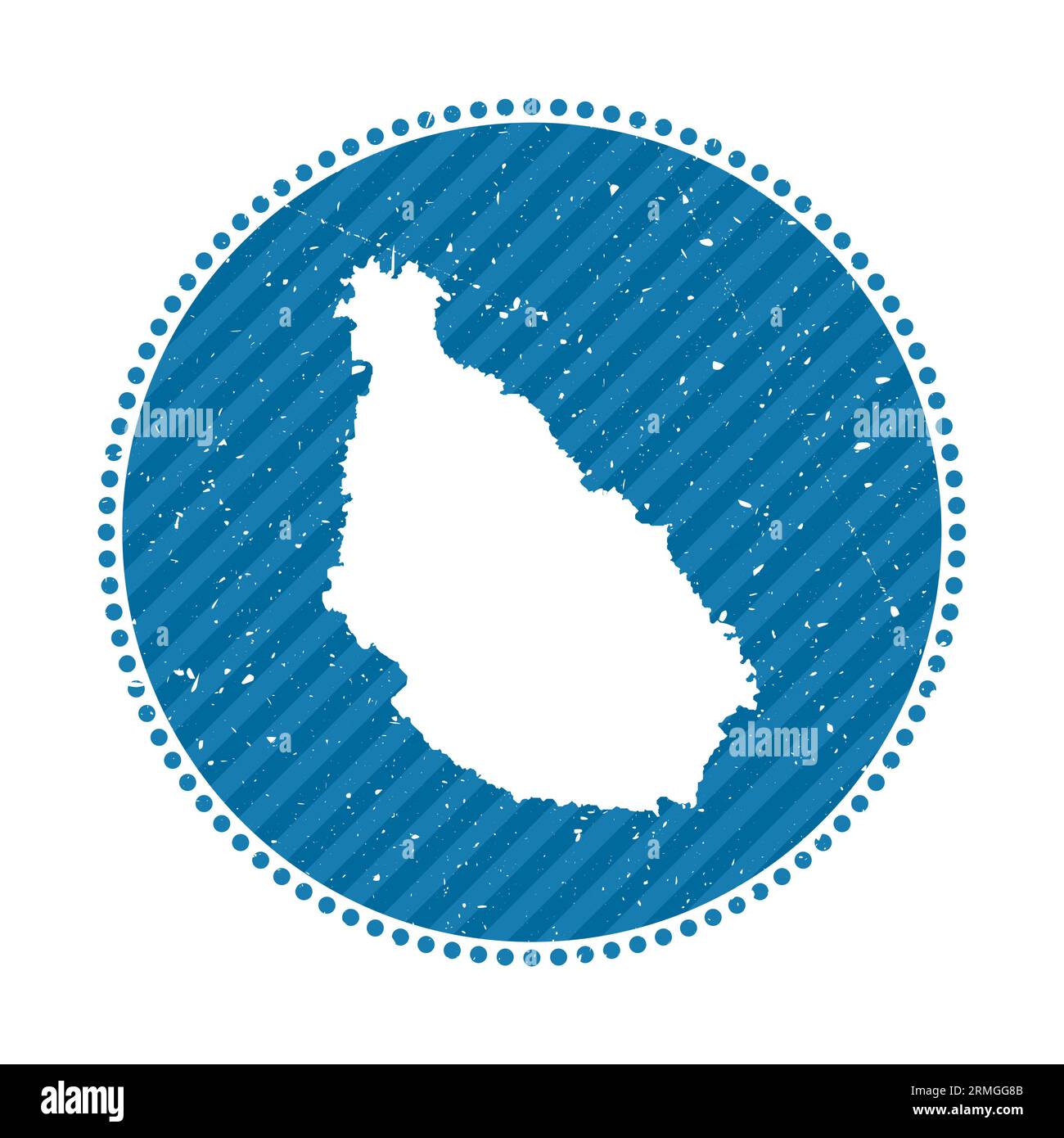 Autocollant de voyage rétro rayé de Santiago Island. Badge avec carte, illustration vectorielle. Illustration de Vecteur