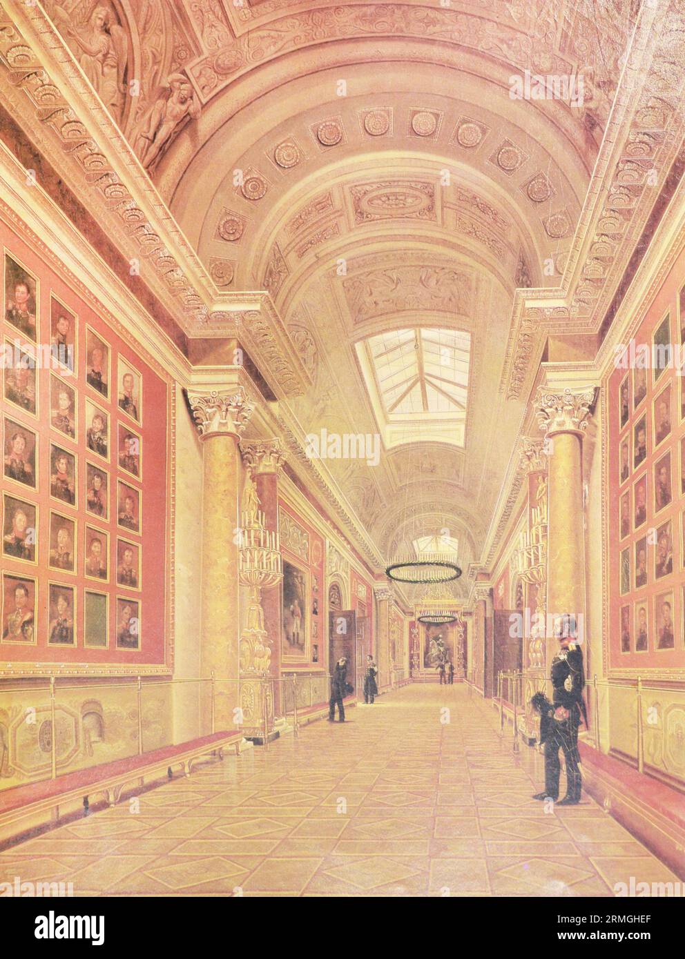 Galerie militaire dans le Palais d'hiver à Saint-Pétersbourg. Dessin de 1835. Banque D'Images