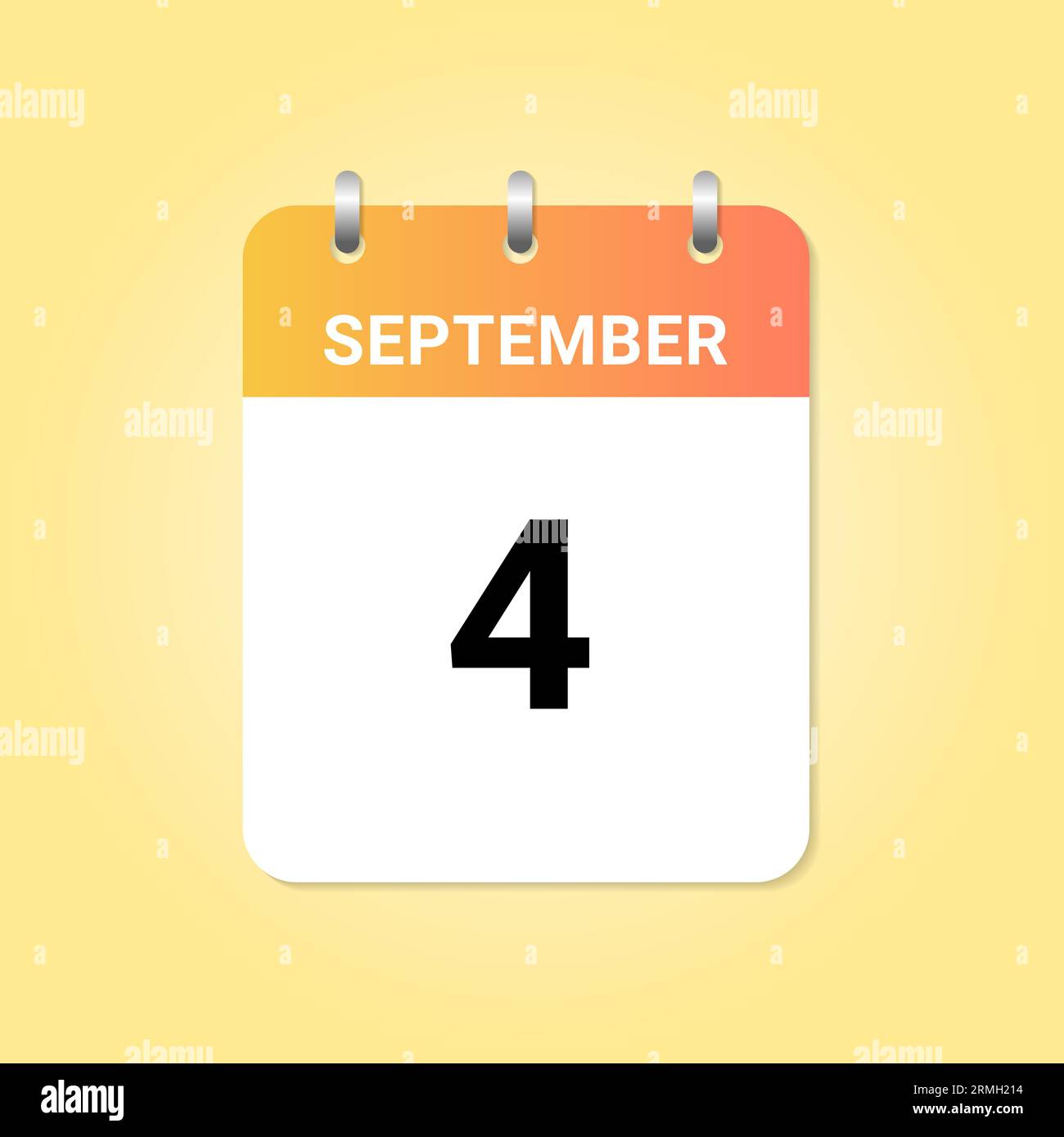 Calendrier quotidien 4th de septembre mois sur note de papier blanc. vecteur Illustration de Vecteur