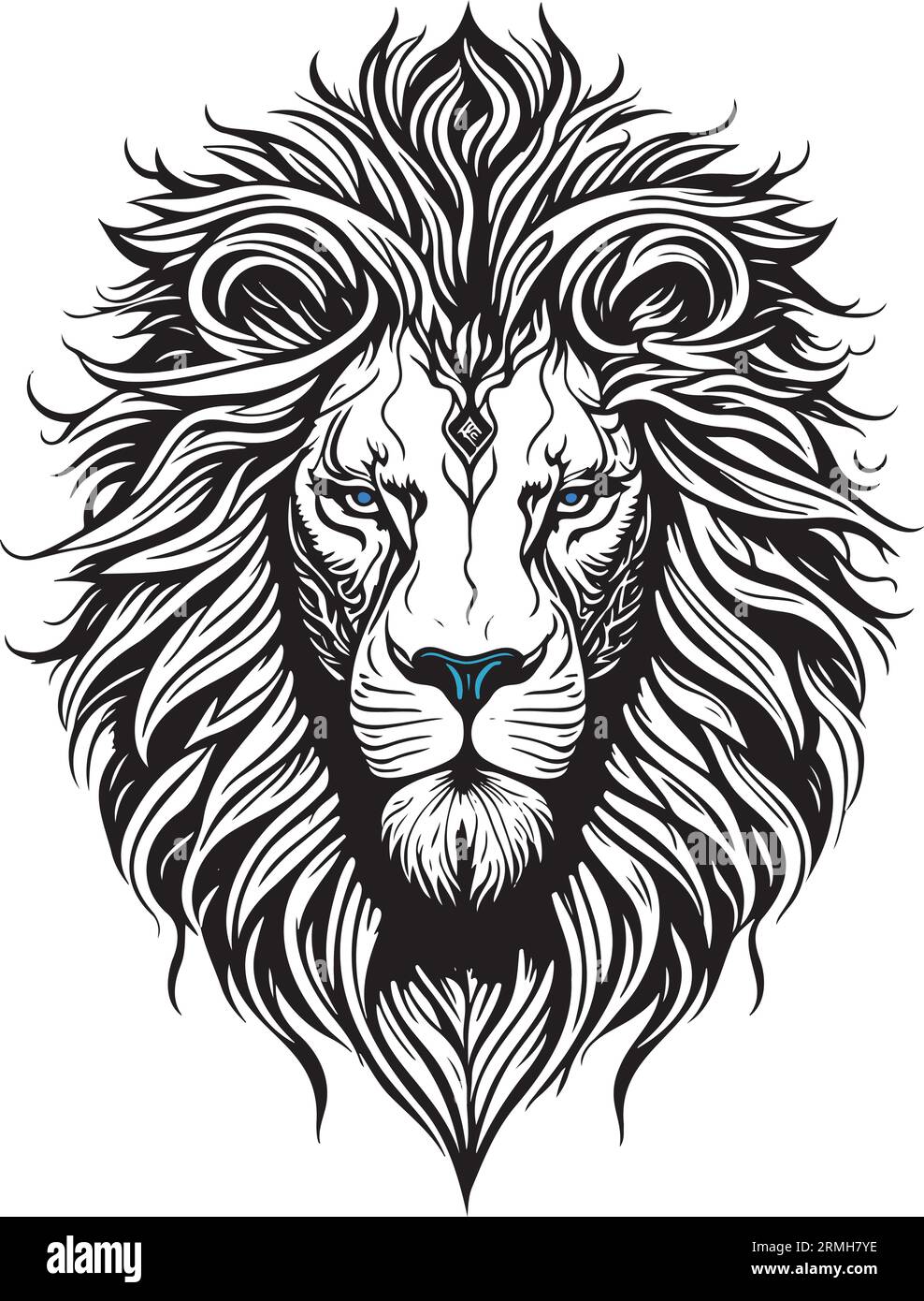 Tête de lion moderne avec Blue Eyes Design format vectoriel Illustration de Vecteur