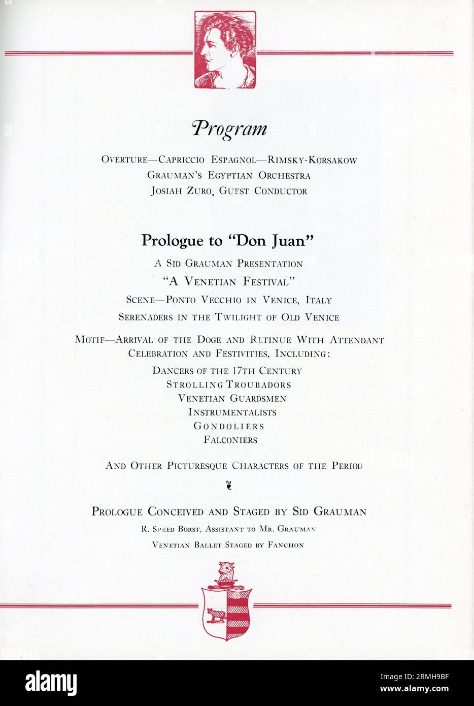 Détails du Prologue au Grauman's Egyptian Theatre première de JOHN BARRYMORE in Don Juan 1926 réalisateur ALAN CROSLAND scénario Bess Meredyth Silent Movie avec musique et effets sonores The Vitaphone Corporation / Warner Bros. Banque D'Images