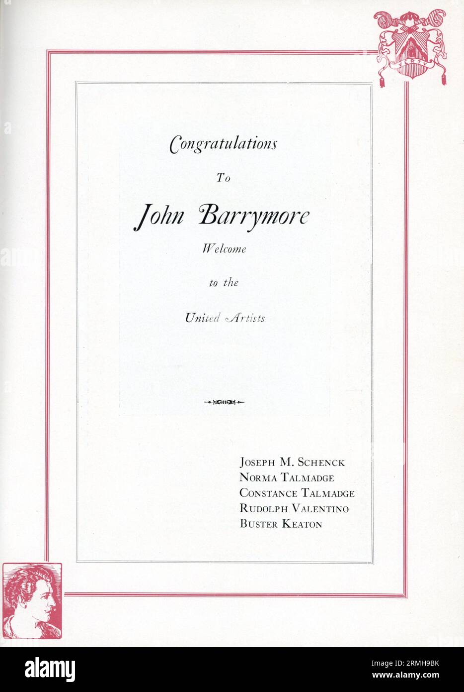 Annonce accueillant JOHN BARRYMORE à United Artists du programme Hollywood première pour JOHN BARRYMORE dans Don Juan 1926 réalisateur ALAN CROSLAND scénario Bess Meredyth Silent Movie avec musique et effets sonores The Vitaphone Corporation / Warner Bros. Banque D'Images