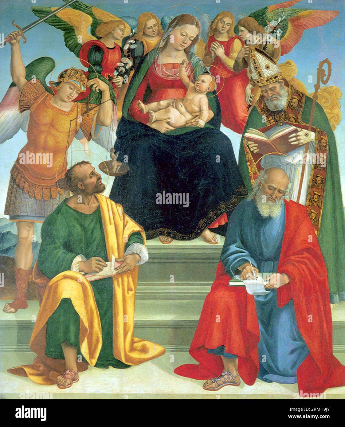 Madone et enfant avec Saints et Anges, peinture de Luca Signorelli Banque D'Images